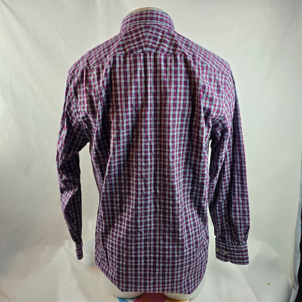 Charles Tyrwhitt Shirt Mens Large Red Plaid Non Iron Slim Fit Button Up Weekend - Picture 6 of 8